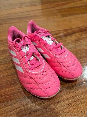 adidas Kids Hot Pink Soccer Cleats with White Stripes size 12K